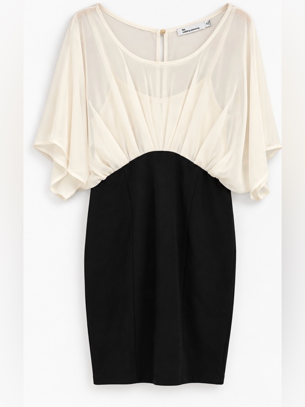 The Clothing Company Black & Ivory Sheer Two-Tone Dress M NWOT